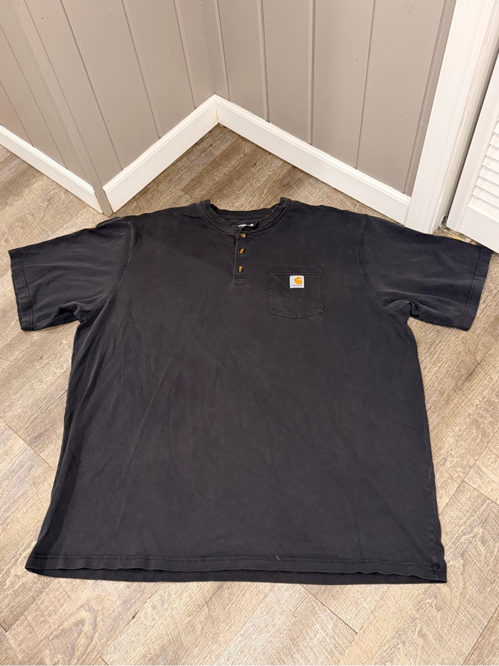Carhartt 3XLT Black Short-Sleeve Henley with Pocket Logo